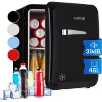 Klarstein Kühlschrank, Mini-Kühlschrank für Getränke, Kühlschrank Klein, Kleiner Kühlschrank Lautlos, Skincare Fridge, Vintage Design, Camping Kühlschrank, Minikühlschrank für Zimmer, 0-10°C, 48 L