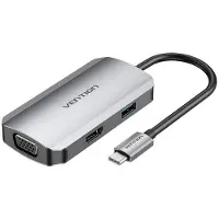 Vention TOAHB, Kabelgebunden, USB 3.2 Gen 1 (3.1 Gen 1) Type-C, 100 W, Grau, Silber, 5 Gbit/s, 4K Ultra HD