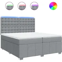 vidaXL Boxspringbett mit Matratze Hellgrau 200x200 cm Stoff