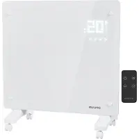 Auronic Elektroheizung - Konvektorheizung mit Thermostat und Fernbedienung - Glasheizkörper - 1000W Heizleistung - Weiß