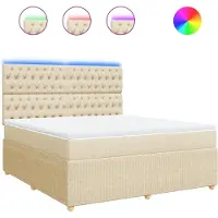vidaXL Boxspringbett mit Matratze Creme 180x200 cm Stoff