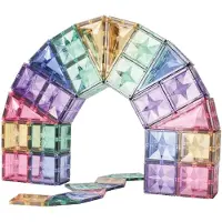 Cleverclixx Großer Kreativ-Bausatz in Pastellfarben 125 Teile, großes Set, langlebiges Magnetspielzeug, Lernspielzeug, erweiterbare Sets, ab +3 Jahren