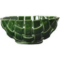 Ferm Living Plait Schale Ø24 Emerald Grün - , Grün, Keramik