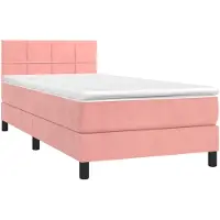 vidaXL Boxspringbett mit Matratze Rosa 90x190 cm Samt