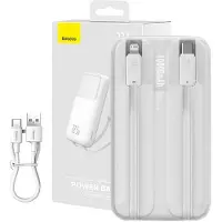 Baseus Powerbank mit Display 10000Mah 22.5W Weiß + Usb-A - Usb-C Kabel