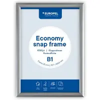Europel Plakatrahmen Economy, DIN B1, 25 mm, silber eloxiert aus eloxiertem Aluminium, abgerundetes Rahmenp