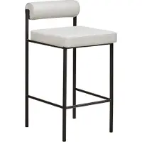 Beliani Barstuhl 2er Set Hellgrau Stoff und Metall mit Niedriger Lehne Fußstützen Retro Design Sitzmöbel Wohnzimmer Küche Bar Wohnküche Ausstattung