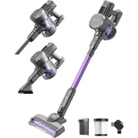 Auronic Stick Staubsauger - Kabellos - Beutellos - Akkubetrieben - Freistehend - 220 W - Grau/Violett