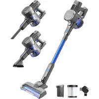 Auronic Stick Staubsauger - Kabellos - Beutellos - Akkubetrieben - Freistehend - 220 W - Grau/Blau
