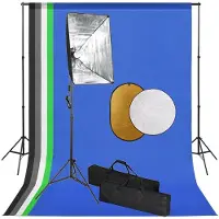 vidaXL Fotostudio-Set mit Softbox-Lampen, Hintergrund und Reflektor