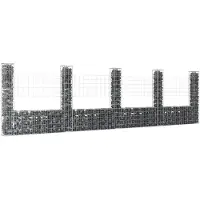 vidaXL Gabionenkorb U-Form mit 5 Säulen Eisen 500x20x150 cm