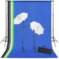 vidaXL Fotostudio-Set mit Hintergründen, Leuchten und Schirmen