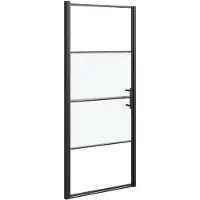 vidaXL Duschtür 81x195 cm Halbmatt Hartglas Schwarz