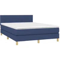 vidaXL Boxspringbett mit Matratze Blau 140x190 cm Stoff