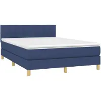 vidaXL Boxspringbett mit Matratze Blau 140x200 cm Stoff