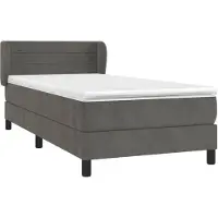 vidaXL Boxspringbett mit Matratze Dunkelgrau 90x190 cm Samt