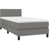 vidaXL Boxspringbett mit Matratze Dunkelgrau 100x200 cm Stoff