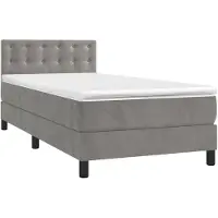 vidaXL Boxspringbett mit Matratze & LED Hellgrau 80x200 cm Samt