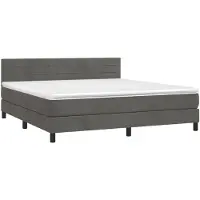 vidaXL Boxspringbett mit Matratze & LED Dunkelgrau 180x200 cm Samt