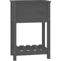 vidaXL Pflanzkübel mit Ablage Grau 54x34,5x81 cm Massivholz Kiefer