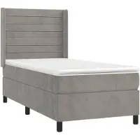 vidaXL Boxspringbett mit Matratze & LED Hellgrau 90x200 cm Samt