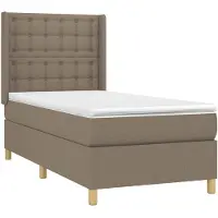 vidaXL Boxspringbett mit Matratze & LED Taupe 100x200 cm Stoff