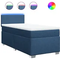 vidaXL Boxspringbett mit Matratze Blau 100x200 cm Stoff