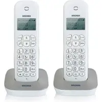 Brondi Gala Twin, DECT-Telefon, Kabelloses Mobilteil, 20 Eintragungen, Anrufer-Identifikation, Grau, Weiß