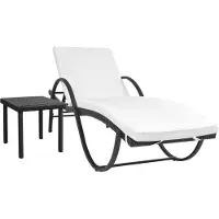 vidaXL Sonnenliege mit Auflage & Tisch Poly Rattan Schwarz