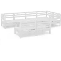 vidaXL 7-tlg. Garten-Lounge-Set Massivholz Kiefer Weiß