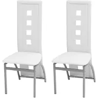 vidaXL Esszimmerstühle 2 Stk. Weiß Kunstleder