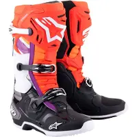 Alpinestars Tech 10 Stiefel Black Red Fluo Orange Fluo Wht