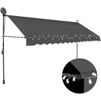 vidaXL Einziehbare Markise Handbetrieben mit LED 350 cm Anthrazit