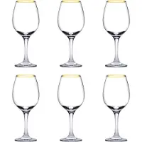 Pasabahce Satz von 6 Kelchen Amber mit Goldrand Glas, Transparent, Cl 36,5