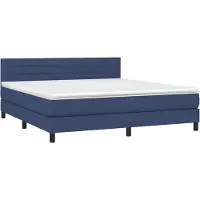 vidaXL Boxspringbett mit Matratze Blau 160x200 cm Stoff