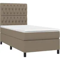 vidaXL Boxspringbett mit Matratze & LED Taupe 90x200 cm Stoff