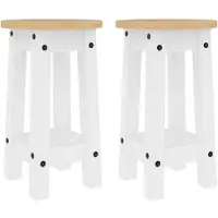 vidaXL Barhocker 2 Stk. Weiß Massivholz Kiefer