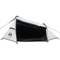 DKD Home Decor vidaXL Tunnel-Campingzelt 2 Personen Weiß Dunkel Wasserdicht
