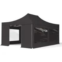 TOOLPORT 4x6m Aluminium Faltpavillon, inkl. 4 Seitenteile, schwarz