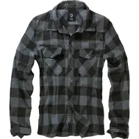 Brandit Flanellhemd "Check Shirt", Herren, Gr. 5XL, US, schwarz (schwarz, grau), Obermaterial: 100% Baumwolle CO., Hemden Flanellhemd