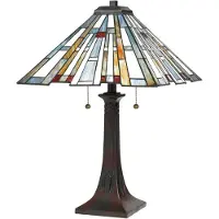 QUOIZEL Tiffany Maybeck Bronze Stahl Valiant Schreibtischlampe 2 Lichter E27