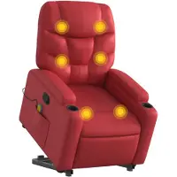 vidaXL Massagesessel mit Aufstehhilfe Rot Kunstleder