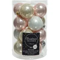 Décoris 16 Weihnachtskugeln 35mm Glas Christbaumkugeln Weihnachtsbaumkugeln Mix rosa