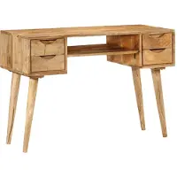 vidaXL Schreibtisch mit Schubladen 110x47x76 cm Massivholz Mango