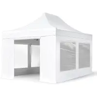 TOOLPORT 3x4,5m Aluminium Faltpavillon, inkl. 4 Seitenteile, weiß