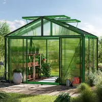GFP 311 x 235 cm Gewächshaus, Pulverbeschichtet Grün, RAL 6005 | ohne Setangebot - (GFPV00242)