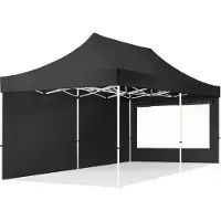 TOOLPORT 3x6m Stahl Faltpavillon, inkl. 2 Seitenteile, schwarz