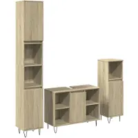 vidaXL 3-tlg. Badmöbel-Set Sonoma-Eiche Holzwerkstoff