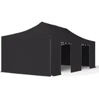 TOOLPORT 4x8m Aluminium Faltpavillon, inkl. 4 Seitenteile, schwarz