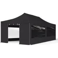 TOOLPORT 4x8m Aluminium Faltpavillon, inkl. 4 Seitenteile, schwarz